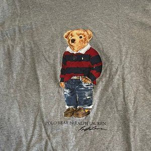 Womens Ralph Lauren Polo Bear Tee- Grey size L